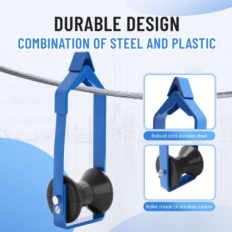 KUAFU 4 Pcs Universal Cable Roller 3"" in Diameter Including Fiber Optic Cable Aerial Cable Support Tool Steel+Plastic Powder Coated Blue - Image 3